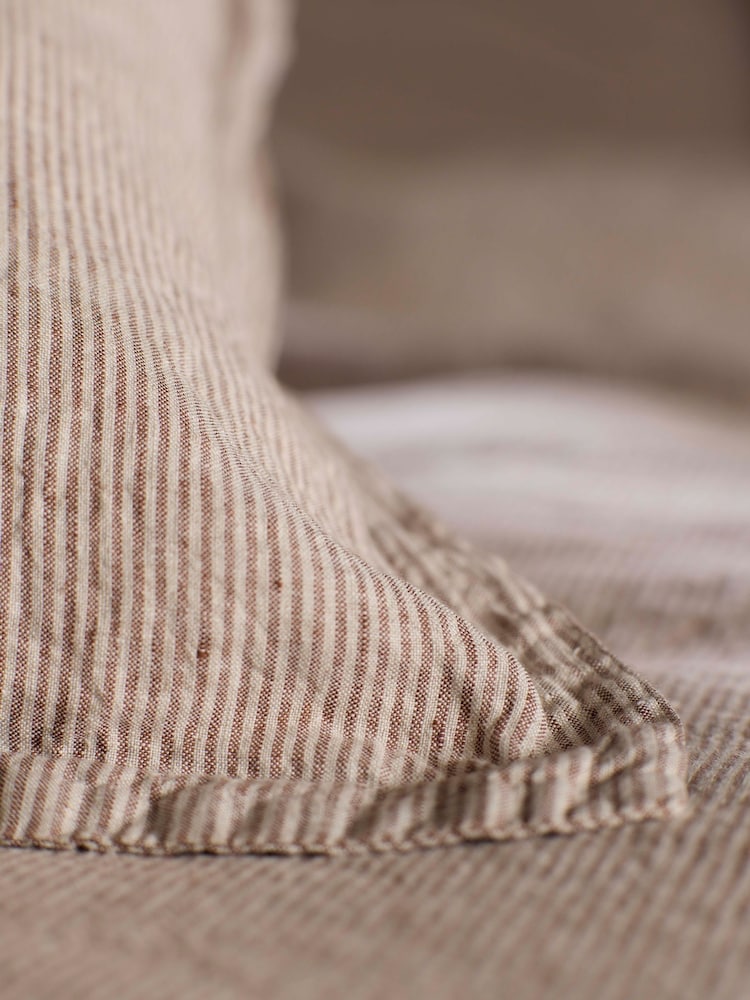 Secret Linen Store Conker Sid Stripe Linen Pillowcase - Image 1 of 4