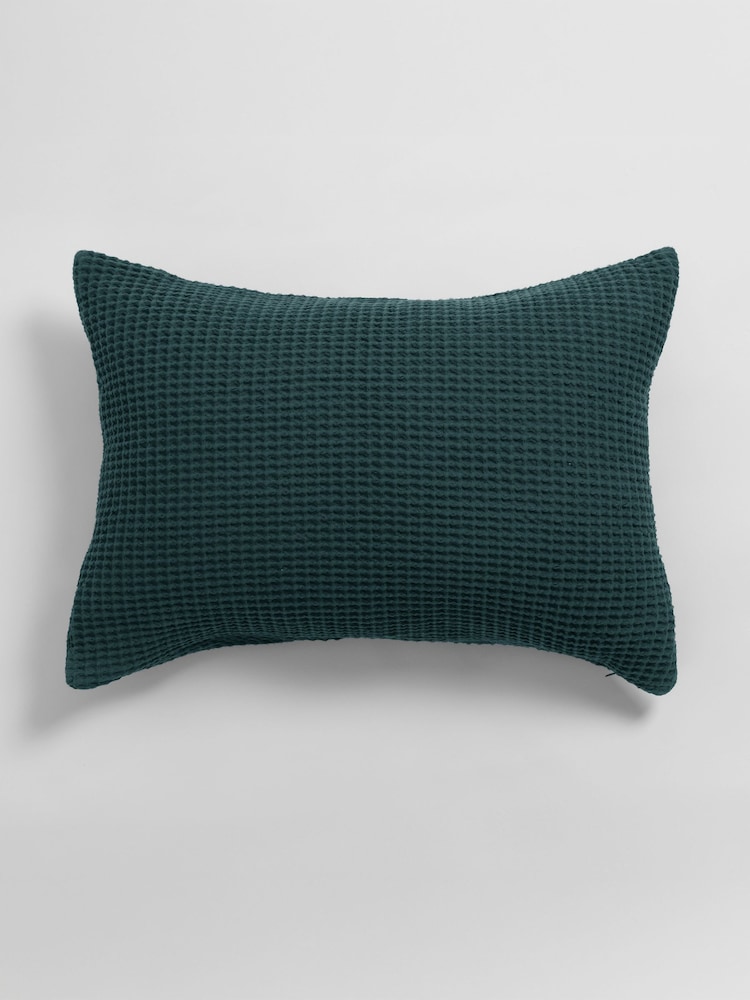 Secret Linen Store Darkest Spruce Big Waffle Cushion Cover - Image 2 of 2
