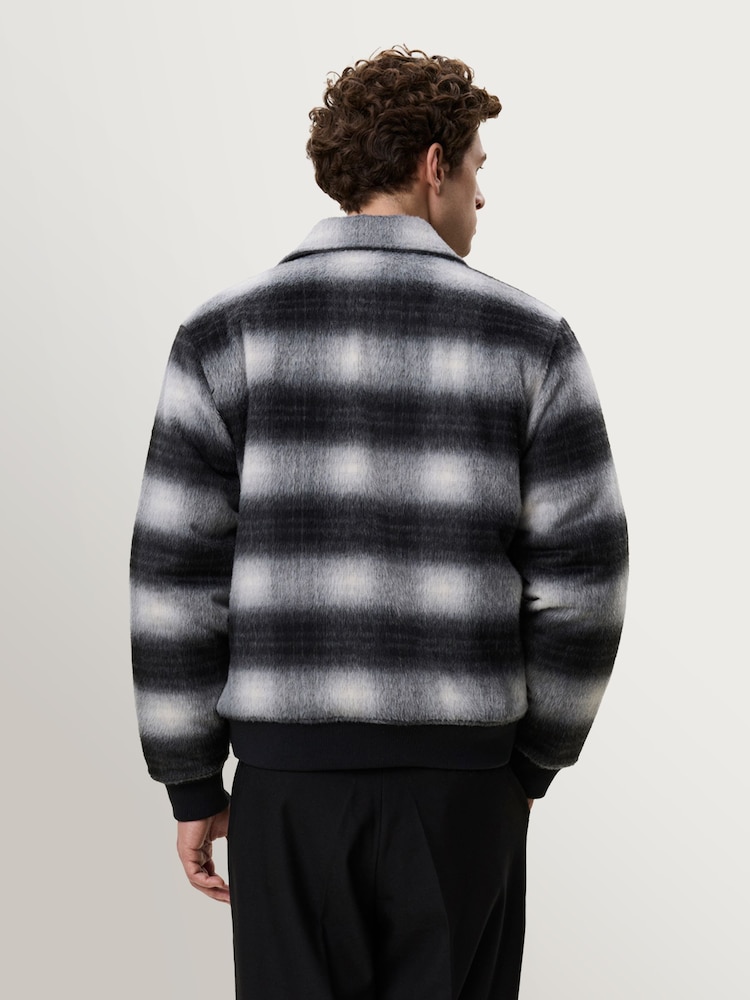 Les Deux Black Shadowcheck Varsity Jacket - Image 2 of 7