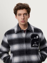 Les Deux Black Shadowcheck Varsity Jacket - Image 3 of 7