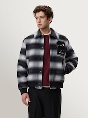 Les Deux Black Shadowcheck Varsity Jacket - Image 4 of 7