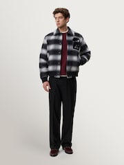 Les Deux Black Shadowcheck Varsity Jacket - Image 5 of 7
