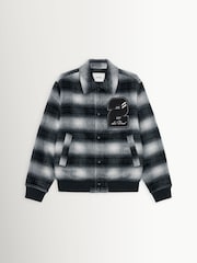 Les Deux Black Shadowcheck Varsity Jacket - Image 6 of 7