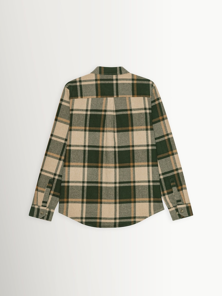 Les Deux Green Check Flannel Shirt - Image 9 of 9