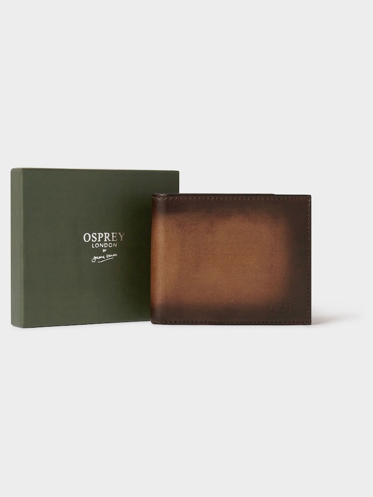 Osprey London Brown The Hand Burnished Leather Coin Pocket Wallet - Image 1 of 6