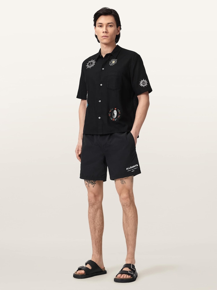 AllSaints Black Undergrnd Swim shorts - Image 2 of 5