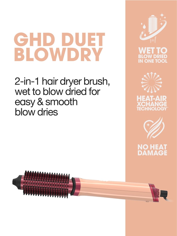 ghd Duet Blowdry Limited Edition Hair Dryer Brush in Sun-Kissed Peach - Image 2 of 7