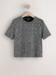 Black Short Sleeved Sequin Top - Image 6 of 8