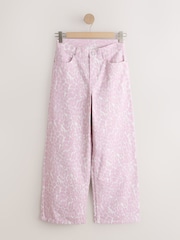 Pink Leopard Print Wide Leg Jeans - Image 1 of 3