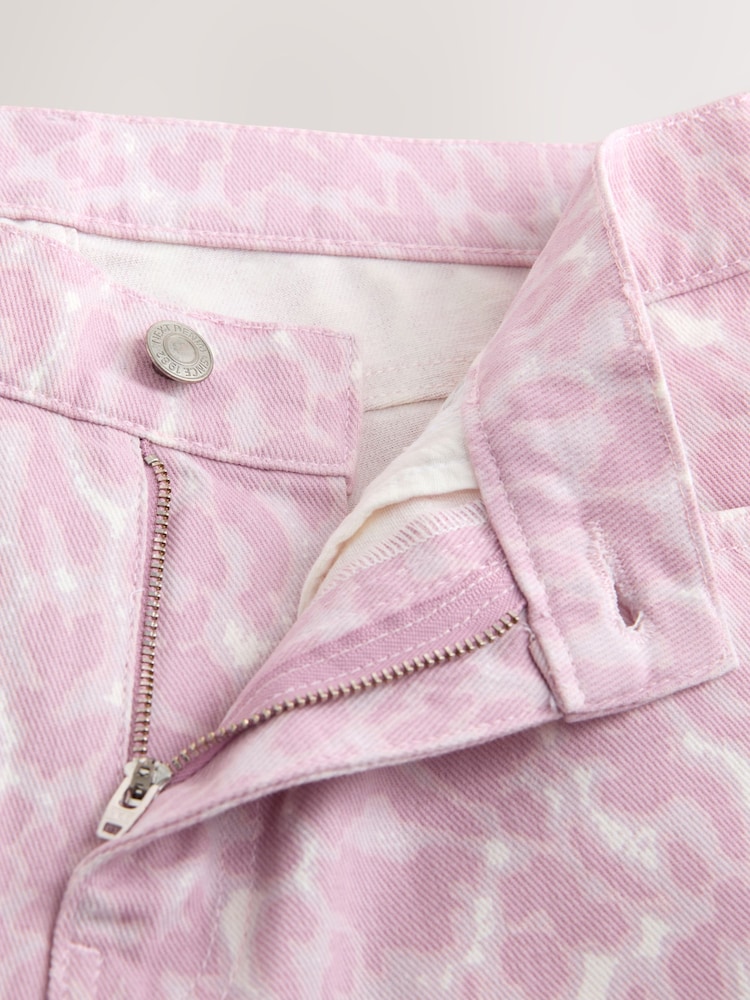 Pink Leopard Print Wide Leg Jeans - Image 2 of 3