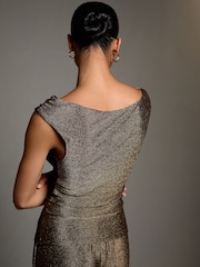 Gold Metallic Sleeveless Drape Top - Image 3 of 7