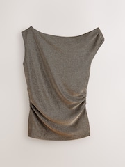 Gold Metallic Sleeveless Drape Top - Image 5 of 7