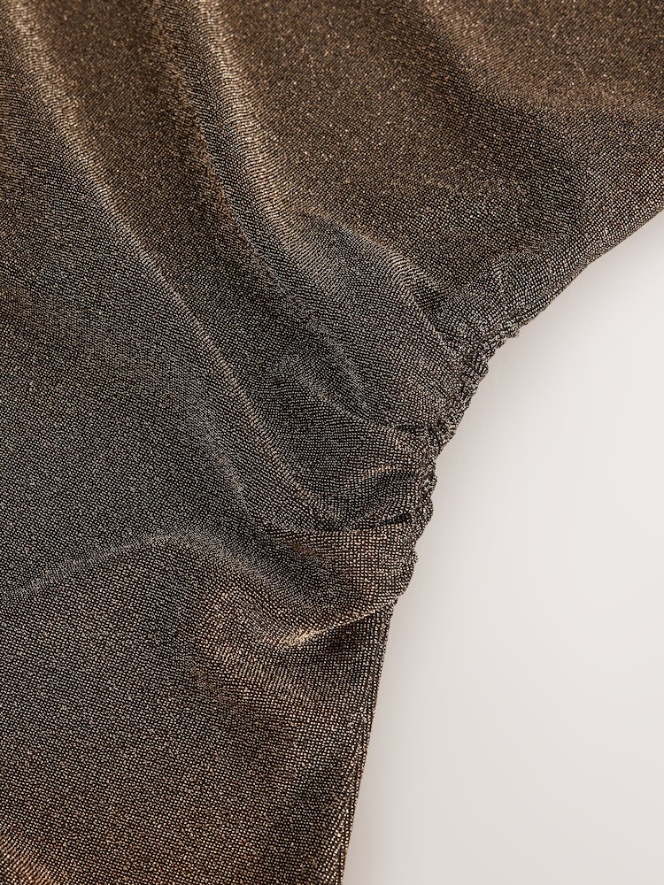 Gold Metallic Sleeveless Drape Top - Image 7 of 7 Gold Metallic Sleeveless Drape Top - Image 7 of 7