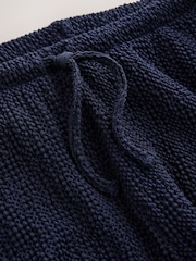 Navy Wide Leg Textured Trousers - Image 6 of 6