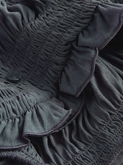 Slate Blue Long Sleeved Shirred Button Top - Image 7 of 7