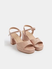 Yours Curve Natural Wide Fit Square Toe Occasion Platform Sandals - Image 3 of 4