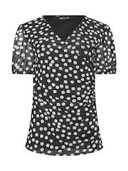 M&Co Black Short Sleeve Wrap Mesh Top - Image 5 of 5