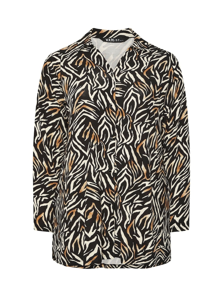 Yours Curve Black Zebra Print Shirt - Image 5 of 5