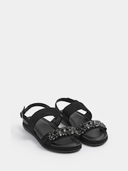 Yours Curve Black Extra-Wide Fit Diamante Stone Embellished Sandals - Image 3 of 4