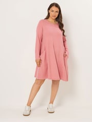 Yours Curve Orange Soft Touch Drape Pocket Dress - Image 1 of 5