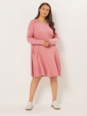 Yours Curve Orange Soft Touch Drape Pocket Dress - Image 2 of 5