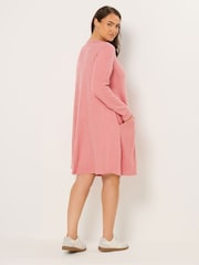 Yours Curve Orange Soft Touch Drape Pocket Dress - Image 3 of 5