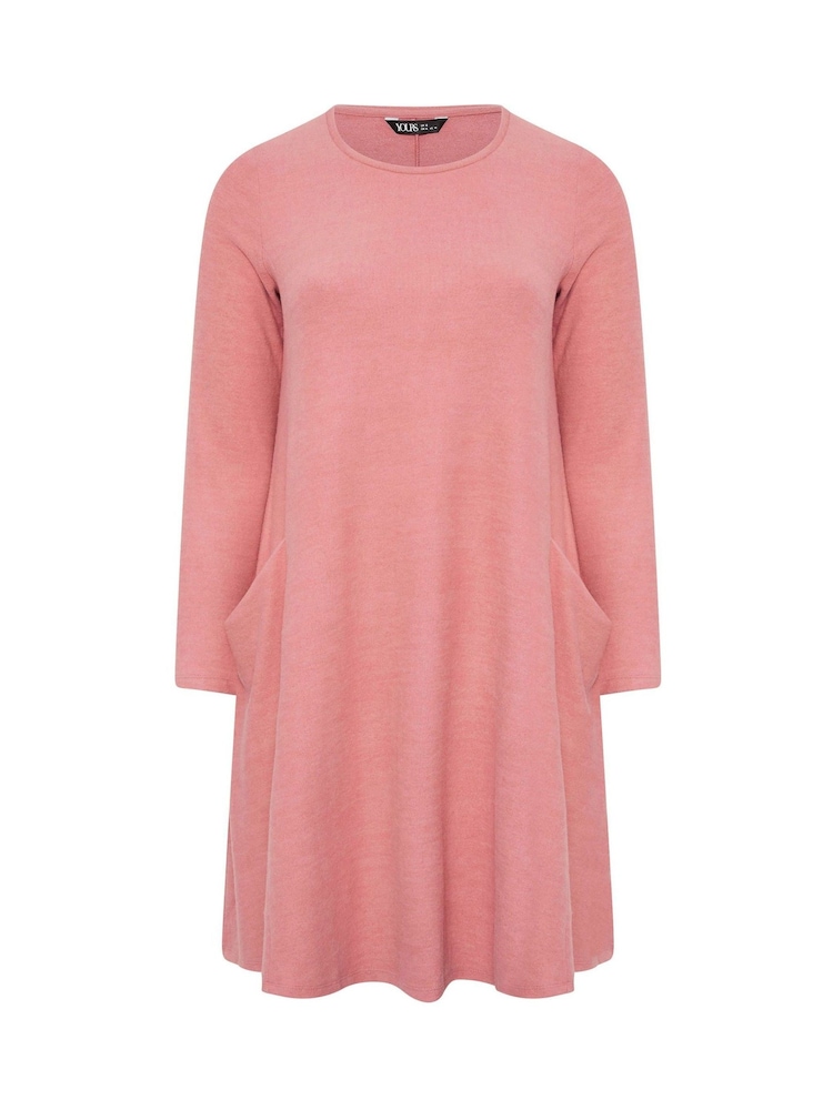 Yours Curve Orange Soft Touch Drape Pocket Dress - Image 5 of 5