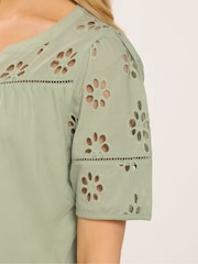 M&Co Green Embroidered Panel T-Shirt - Image 3 of 5