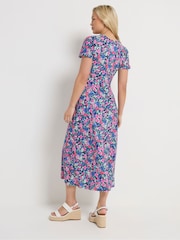 M&Co Pink Floral Empire Waist Midi Dress - Image 3 of 5