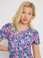 M&Co Pink Floral Empire Waist Midi Dress - Image 4 of 5