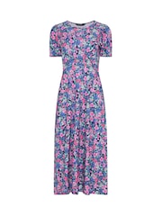 M&Co Pink Floral Empire Waist Midi Dress - Image 5 of 5