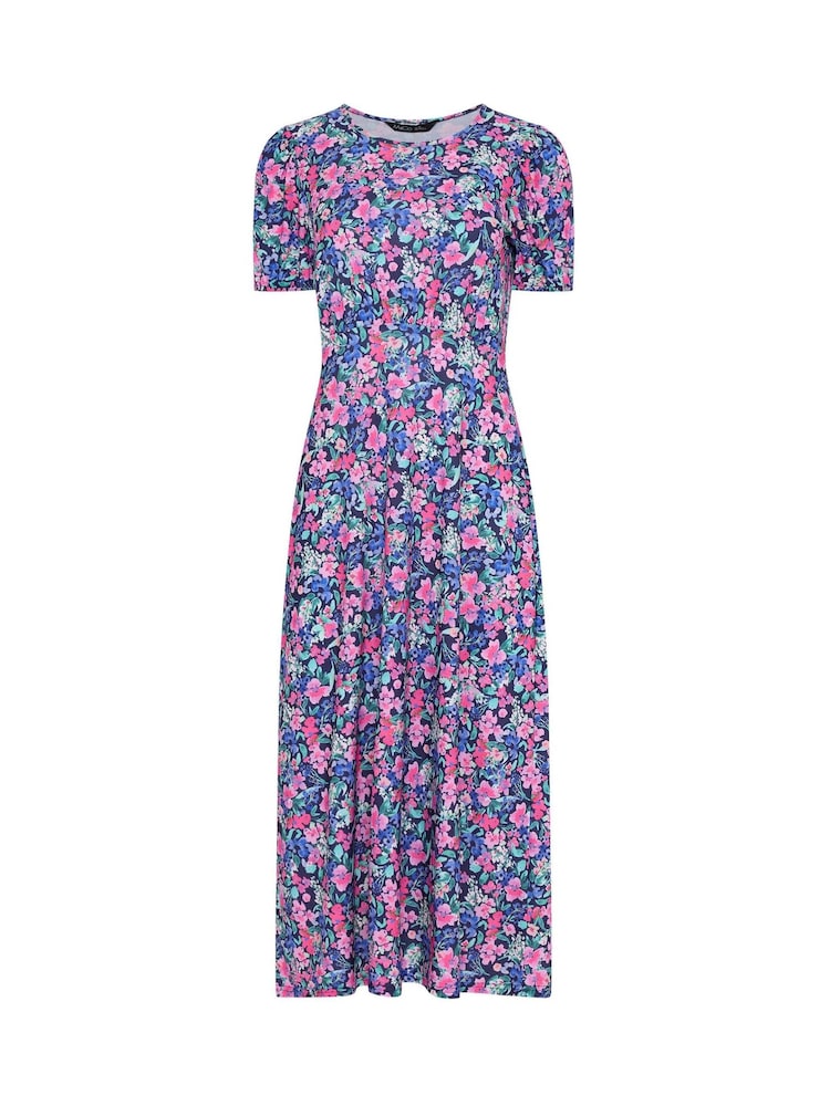 M&Co Pink Floral Empire Waist Midi Dress - Image 5 of 5