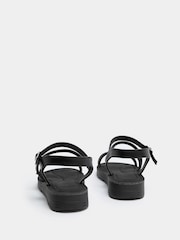 Yours Curve Black EEE Extra-Wide Fit Glitter Comfort Sandals - Image 4 of 4