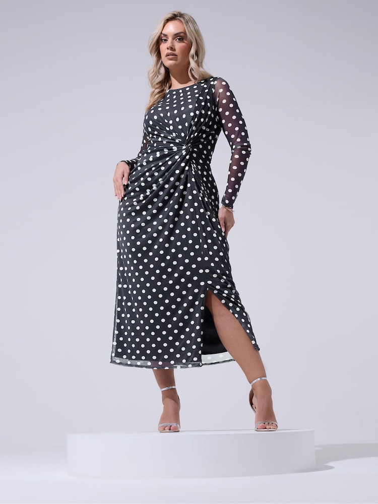 Yours Curve Blue London Side Knot Dress - Image 2 of 5