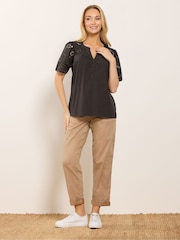 M&Co Brown Embroidered Panel T-Shirt - Image 2 of 5