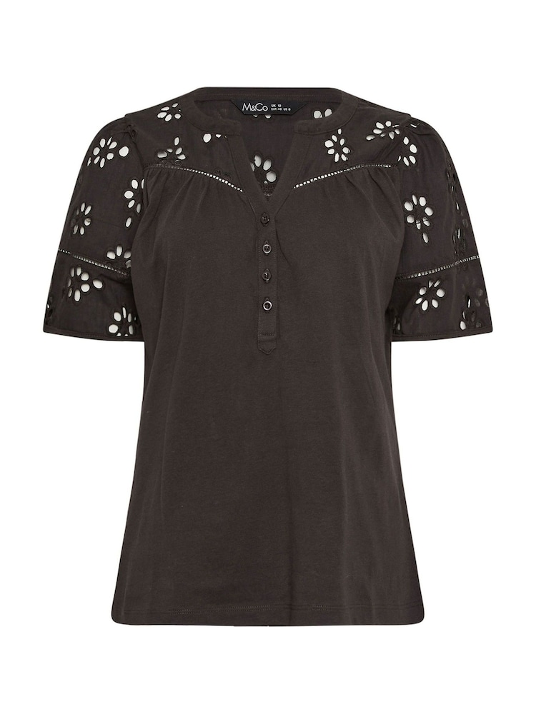 M&Co Brown Embroidered Panel T-Shirt - Image 5 of 5 M&Co Brown Embroidered Panel T-Shirt - Image 5 of 5