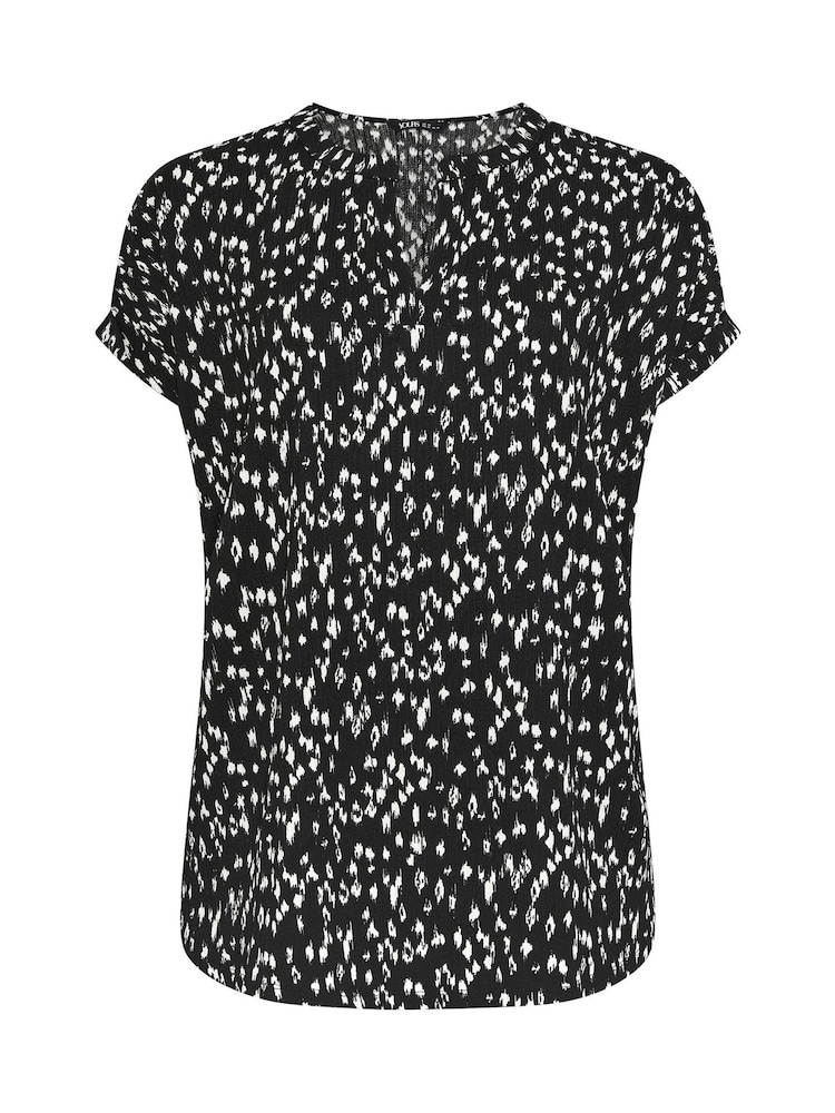 Yours Curve Black Abstract Markings Notch Neck Top - Image 5 of 5