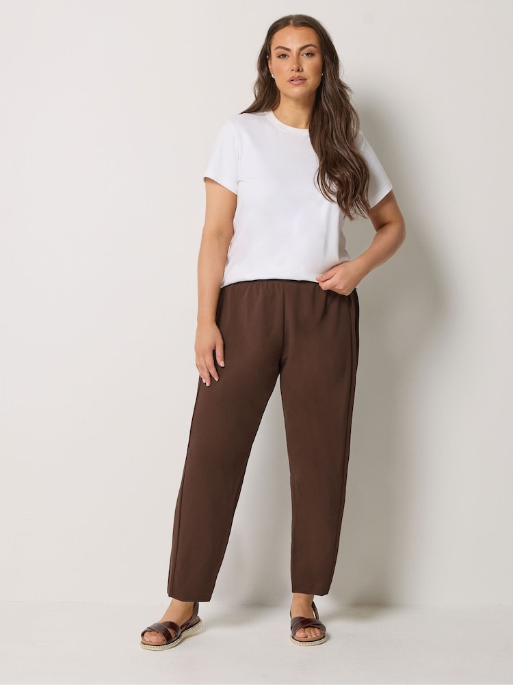 Yours Curve Brown Barrel Trousers - Image 2 of 5 Yours Curve Brown Barrel Trousers - Image 2 of 5