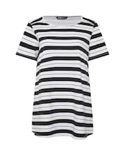 Yours Curve White Stripe Yoke Detail T-Shirt - Image 5 of 5