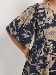 Yours Curve Navy Pleated Front Top - Image 4 of 5