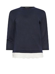 M&Co Blue Lace Hem 3/4 Sleeve Top - Image 5 of 5
