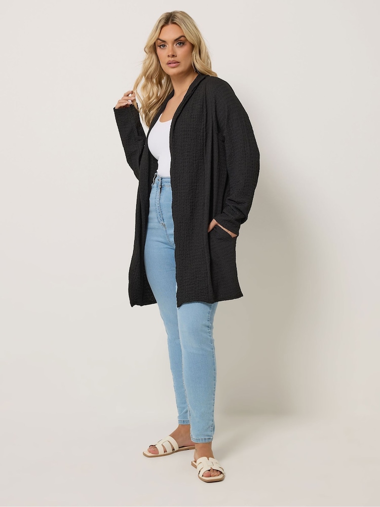 Yours Curve Black Bubble Texture Blazer - Image 2 of 5