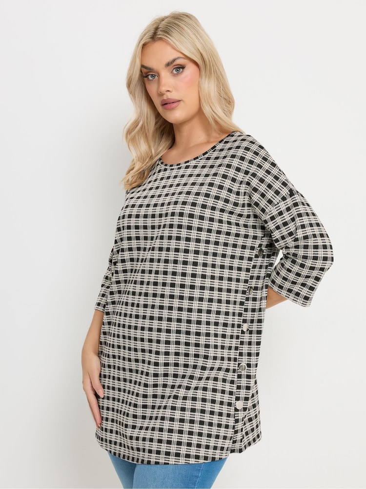 Yours Curve Black Check Side Button Detail Top - Image 1 of 6