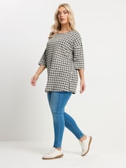 Yours Curve Black Check Side Button Detail Top - Image 2 of 6