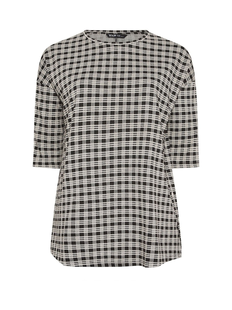 Yours Curve Black Check Side Button Detail Top - Image 6 of 6