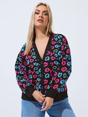 Yours Curve Black Limited Balloon Sleeve Cardigan - Image 1 of 5