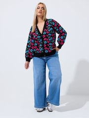 Yours Curve Black Limited Balloon Sleeve Cardigan - Image 2 of 5
