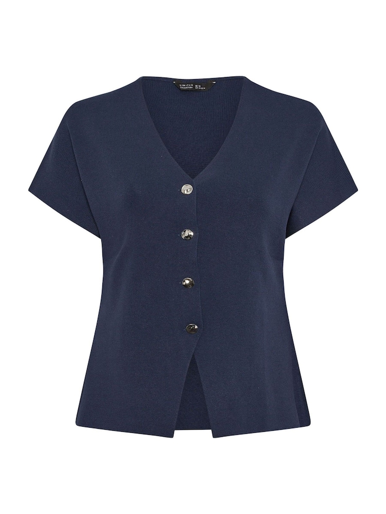 Yours Curve Blue Short Sleeve Limited Long Sleeve Knitted Top - Image 5 of 5 Yours Curve Blue Short Sleeve Limited Long Sleeve Knitted Top - Image 5 of 5