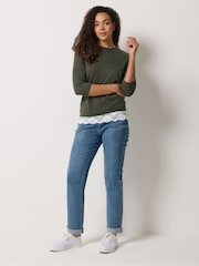 M&Co Green Lace Hem 3/4 Sleeve Top - Image 2 of 5