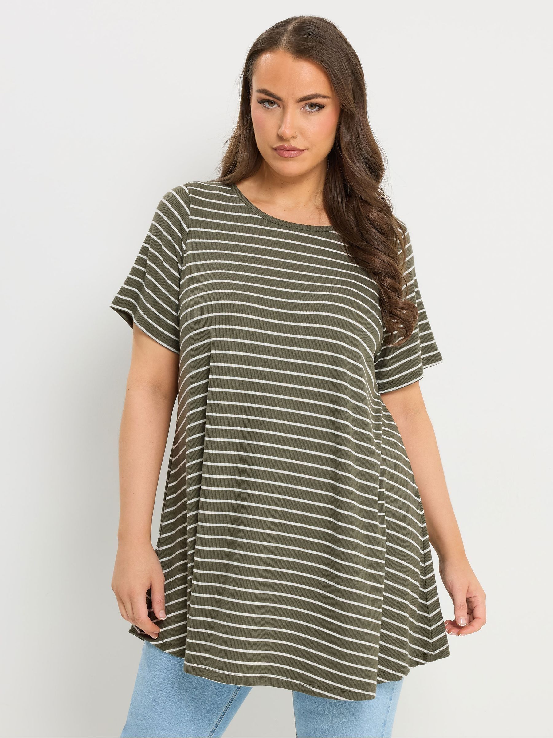 グリーン tops Buy Yours Curve Green Stripe Swing Top from Next Romania